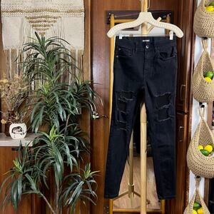 Hot Topic Emo Black Skinny Jeans 27 High Rise Stretch Mall Goth Scene Alt Style